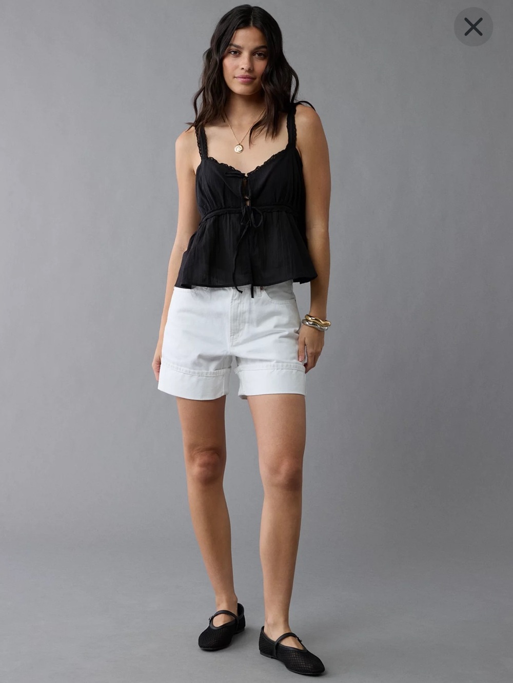 AE Outfitters White Cuffed Midi Mom Modest Preppy Shorts